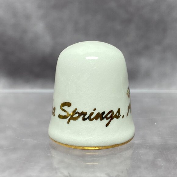 Eureka Springs Souvenir Ceramic Thimble With Pink & Purple Rose Design - Picture 5 of 8